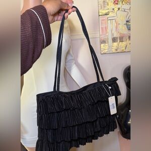 Black Fringed Shoulder Bag SM